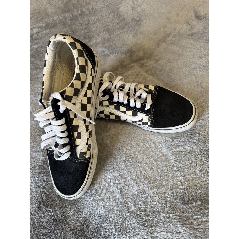 VANS Old Skool Sneaker In B + W Check Suede / Canvas Size Men 10.5